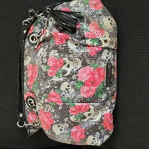 Betsey Johnson Floral Skull Sequined Purse